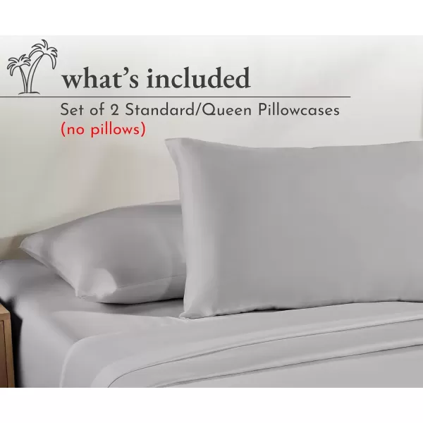 imageCalifornia Design Den 100 Cotton Pillow Cases Standard Size Set of 2 Soft ampamp Cooling Sateen Weave Pillowcase Set StandardQueen BeigeLight Grey