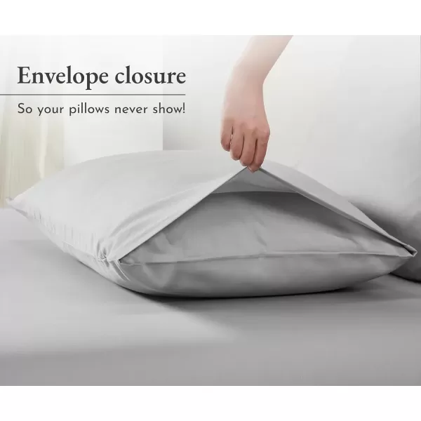 imageCalifornia Design Den 100 Cotton Pillow Cases Standard Size Set of 2 Soft ampamp Cooling Sateen Weave Pillowcase Set StandardQueen BeigeLight Grey