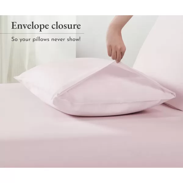 imageCalifornia Design Den 100 Cotton Pillow Cases Standard Size Set of 2 Soft ampamp Cooling Sateen Weave Pillowcase Set StandardQueen BeigePink