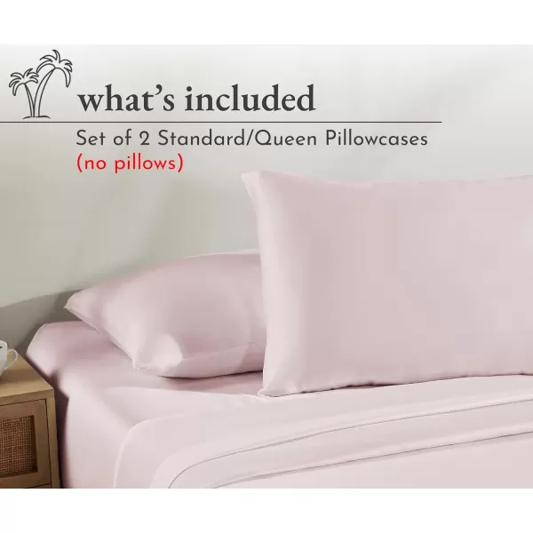 imageCalifornia Design Den 100 Cotton Pillow Cases Standard Size Set of 2 Soft ampamp Cooling Sateen Weave Pillowcase Set StandardQueen BeigePink