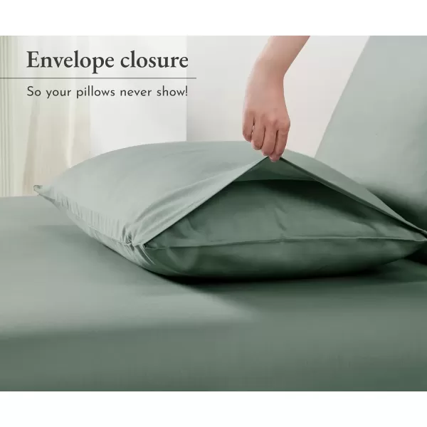 imageCalifornia Design Den 100 Cotton Pillow Cases Standard Size Set of 2 Soft ampamp Cooling Sateen Weave Pillowcase Set StandardQueen BeigeSage Green