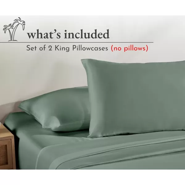 imageCalifornia Design Den 100 Cotton Pillow Cases Standard Size Set of 2 Soft ampamp Cooling Sateen Weave Pillowcase Set StandardQueen BeigeSage Green