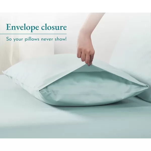 imageCalifornia Design Den 100 Cotton Pillow Cases Standard Size Set of 2 Soft ampamp Cooling Sateen Weave Pillowcase Set StandardQueen BeigeSeafoam