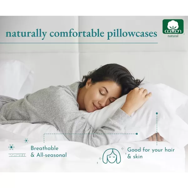 imageCalifornia Design Den 100 Cotton Pillow Cases Standard Size Set of 2 Soft ampamp Cooling Sateen Weave Pillowcase Set StandardQueen BeigeSeafoam