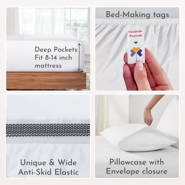 imageCalifornia Design Den 100 Organic Cotton Sheets for Queen Size Bed Deep Pockets Percale Sheets Queen GOTS Certified Soft Cooling Sheets Bed Sheets Queen Sheet Set White Sheets01  Bright White