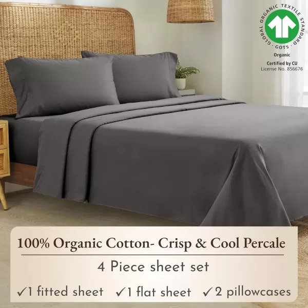 imageCalifornia Design Den 100 Organic Cotton Sheets for Queen Size Bed Deep Pockets Percale Sheets Queen GOTS Certified Soft Cooling Sheets Bed Sheets Queen Sheet Set White Sheets04  Grey