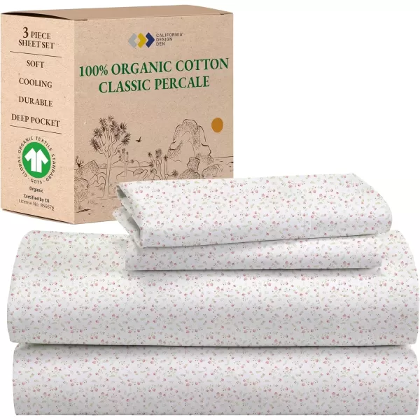 imageCalifornia Design Den 100 Organic Cotton Sheets for Queen Size Bed Deep Pockets Percale Sheets Queen GOTS Certified Soft Cooling Sheets Bed Sheets Queen Sheet Set White Sheets09  Floral Print