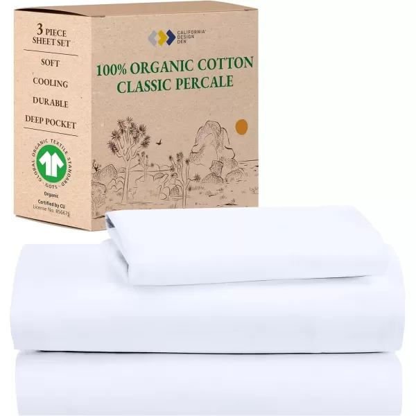 imageCalifornia Design Den 100 Organic Cotton Sheets for Queen Size Bed Deep Pockets Percale Sheets Queen GOTS Certified Soft Cooling Sheets Bed Sheets Queen Sheet Set White Sheets01  Bright White