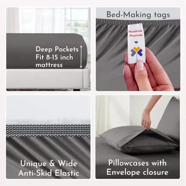 imageCalifornia Design Den 100 Organic Cotton Sheets for Queen Size Bed Deep Pockets Percale Sheets Queen GOTS Certified Soft Cooling Sheets Bed Sheets Queen Sheet Set White Sheets04  Grey