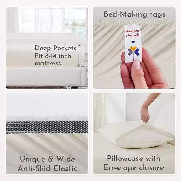 imageCalifornia Design Den 100 Organic Cotton Sheets for Queen Size Bed Deep Pockets Percale Sheets Queen GOTS Certified Soft Cooling Sheets Bed Sheets Queen Sheet Set White Sheets02  Natural Ivory