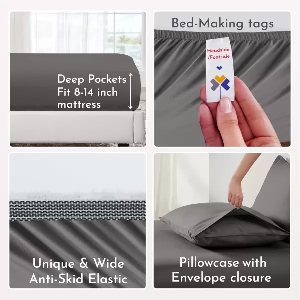 imageCalifornia Design Den 100 Organic Cotton Sheets for Queen Size Bed Deep Pockets Percale Sheets Queen GOTS Certified Soft Cooling Sheets Bed Sheets Queen Sheet Set White Sheets04  Grey