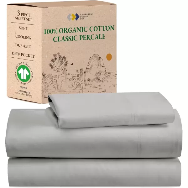 imageCalifornia Design Den 100 Organic Cotton Sheets for Queen Size Bed Deep Pockets Percale Sheets Queen GOTS Certified Soft Cooling Sheets Bed Sheets Queen Sheet Set White Sheets03  Light Grey