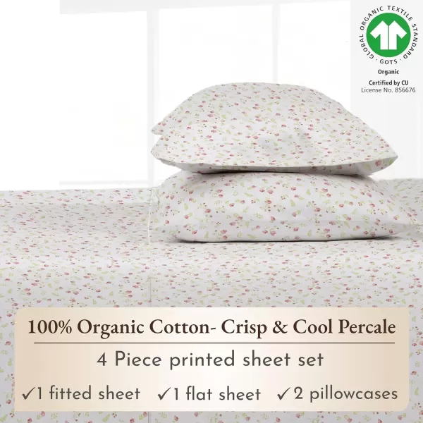 imageCalifornia Design Den 100 Organic Cotton Sheets for Queen Size Bed Deep Pockets Percale Sheets Queen GOTS Certified Soft Cooling Sheets Bed Sheets Queen Sheet Set White Sheets09  Floral Print