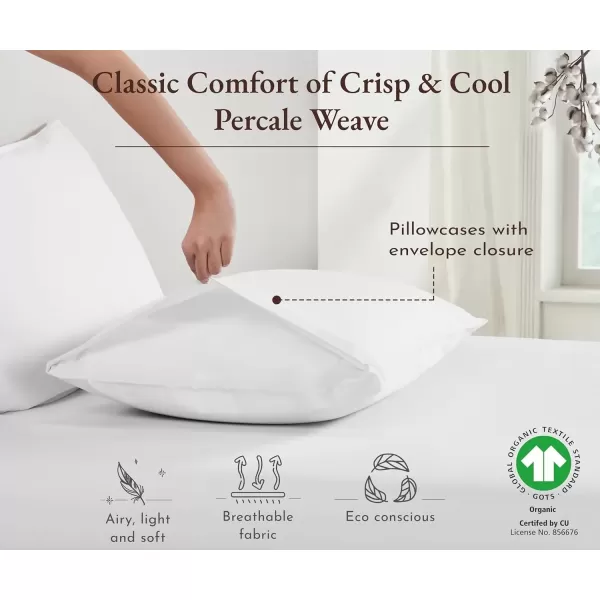 imageCalifornia Design Den 100 Organic Cotton Sheets for Queen Size Bed Deep Pockets Percale Sheets Queen GOTS Certified Soft Cooling Sheets Bed Sheets Queen Sheet Set White Sheets01  Bright White