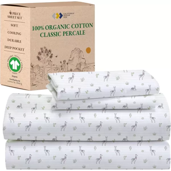 imageCalifornia Design Den 100 Organic Cotton Sheets for Queen Size Bed Deep Pockets Percale Sheets Queen GOTS Certified Soft Cooling Sheets Bed Sheets Queen Sheet Set White Sheets08  Llama Print