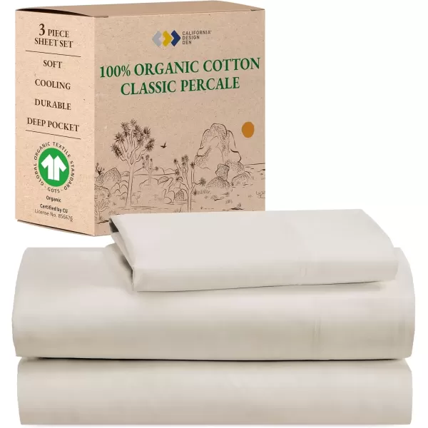 imageCalifornia Design Den 100 Organic Cotton Sheets for Queen Size Bed Deep Pockets Percale Sheets Queen GOTS Certified Soft Cooling Sheets Bed Sheets Queen Sheet Set White Sheets02  Natural Ivory