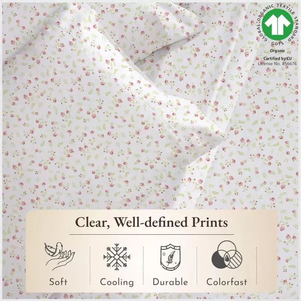 imageCalifornia Design Den 100 Organic Cotton Sheets for Queen Size Bed Deep Pockets Percale Sheets Queen GOTS Certified Soft Cooling Sheets Bed Sheets Queen Sheet Set White Sheets09  Floral Print