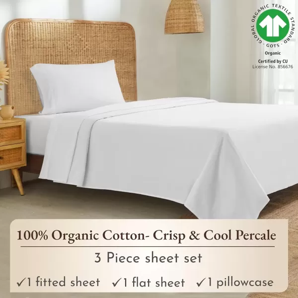 imageCalifornia Design Den 100 Organic Cotton Sheets for Queen Size Bed Deep Pockets Percale Sheets Queen GOTS Certified Soft Cooling Sheets Bed Sheets Queen Sheet Set White Sheets01  Bright White