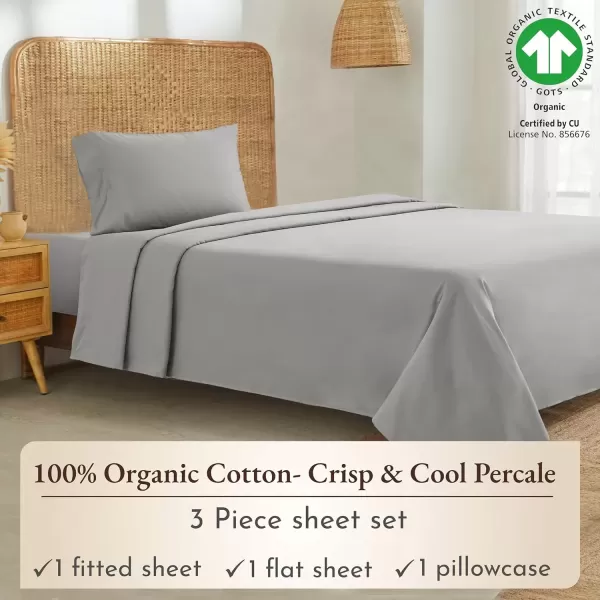 imageCalifornia Design Den 100 Organic Cotton Sheets for Queen Size Bed Deep Pockets Percale Sheets Queen GOTS Certified Soft Cooling Sheets Bed Sheets Queen Sheet Set White Sheets03  Light Grey