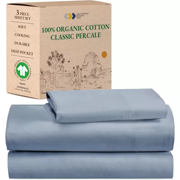 imageCalifornia Design Den 100 Organic Cotton Sheets for Queen Size Bed Deep Pockets Percale Sheets Queen GOTS Certified Soft Cooling Sheets Bed Sheets Queen Sheet Set White Sheets05  Blue Hydrangea