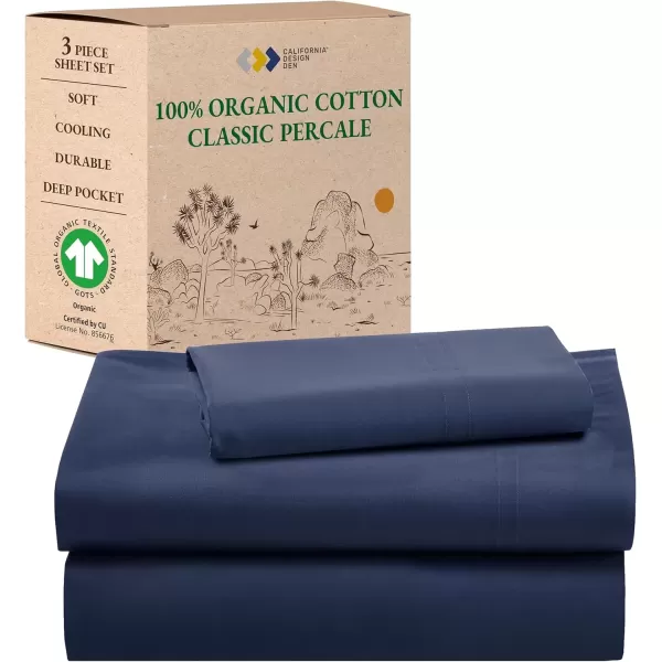 imageCalifornia Design Den 100 Organic Cotton Sheets for Queen Size Bed Deep Pockets Percale Sheets Queen GOTS Certified Soft Cooling Sheets Bed Sheets Queen Sheet Set White Sheets06  Navy