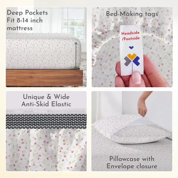 imageCalifornia Design Den 100 Organic Cotton Sheets for Queen Size Bed Deep Pockets Percale Sheets Queen GOTS Certified Soft Cooling Sheets Bed Sheets Queen Sheet Set White Sheets09  Floral Print