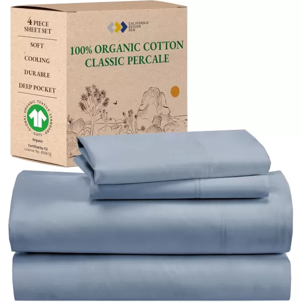 imageCalifornia Design Den 100 Organic Cotton Sheets for Queen Size Bed Deep Pockets Percale Sheets Queen GOTS Certified Soft Cooling Sheets Bed Sheets Queen Sheet Set White Sheets05  Blue Hydrangea