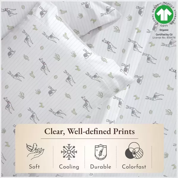imageCalifornia Design Den 100 Organic Cotton Sheets for Queen Size Bed Deep Pockets Percale Sheets Queen GOTS Certified Soft Cooling Sheets Bed Sheets Queen Sheet Set White Sheets08  Llama Print