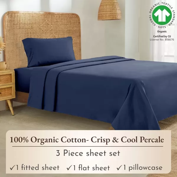imageCalifornia Design Den 100 Organic Cotton Sheets for Queen Size Bed Deep Pockets Percale Sheets Queen GOTS Certified Soft Cooling Sheets Bed Sheets Queen Sheet Set White Sheets06  Navy