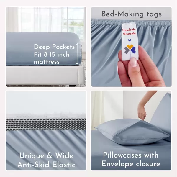 imageCalifornia Design Den 100 Organic Cotton Sheets for Queen Size Bed Deep Pockets Percale Sheets Queen GOTS Certified Soft Cooling Sheets Bed Sheets Queen Sheet Set White Sheets05  Blue Hydrangea