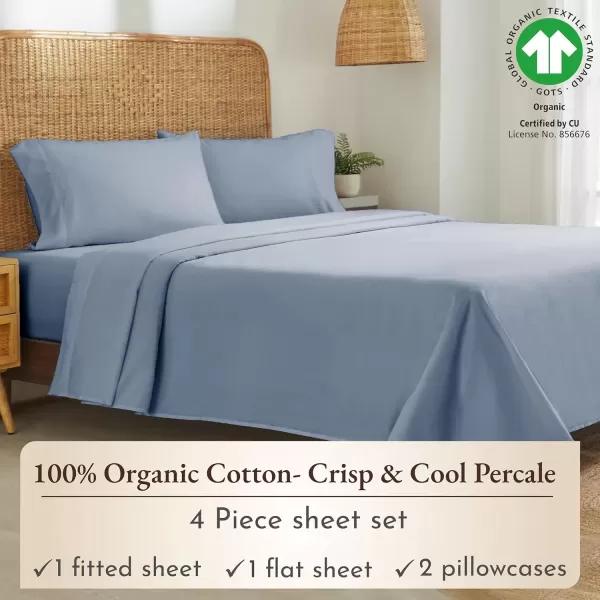 imageCalifornia Design Den 100 Organic Cotton Sheets for Queen Size Bed Deep Pockets Percale Sheets Queen GOTS Certified Soft Cooling Sheets Bed Sheets Queen Sheet Set White Sheets05  Blue Hydrangea