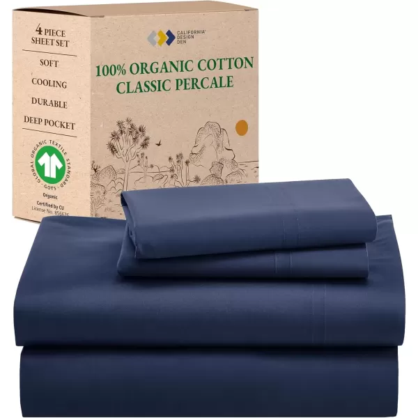 imageCalifornia Design Den 100 Organic Cotton Sheets for Queen Size Bed Deep Pockets Percale Sheets Queen GOTS Certified Soft Cooling Sheets Bed Sheets Queen Sheet Set White Sheets06  Navy