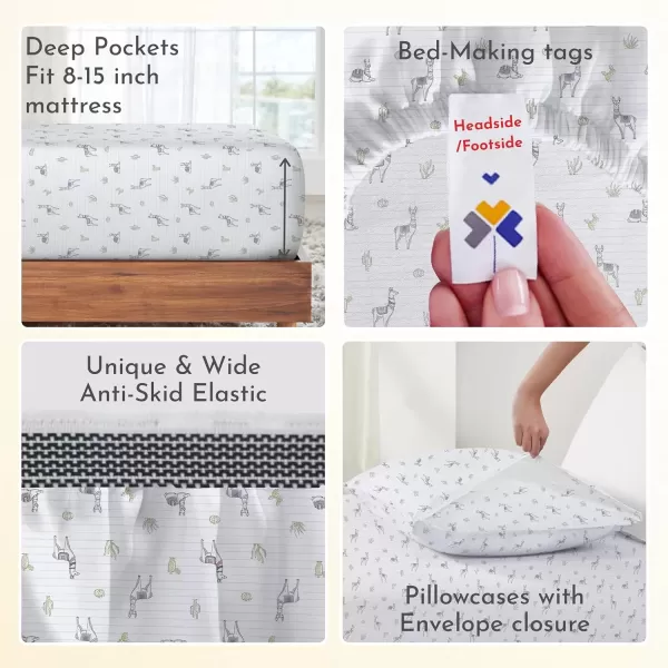 imageCalifornia Design Den 100 Organic Cotton Sheets for Queen Size Bed Deep Pockets Percale Sheets Queen GOTS Certified Soft Cooling Sheets Bed Sheets Queen Sheet Set White Sheets08  Llama Print