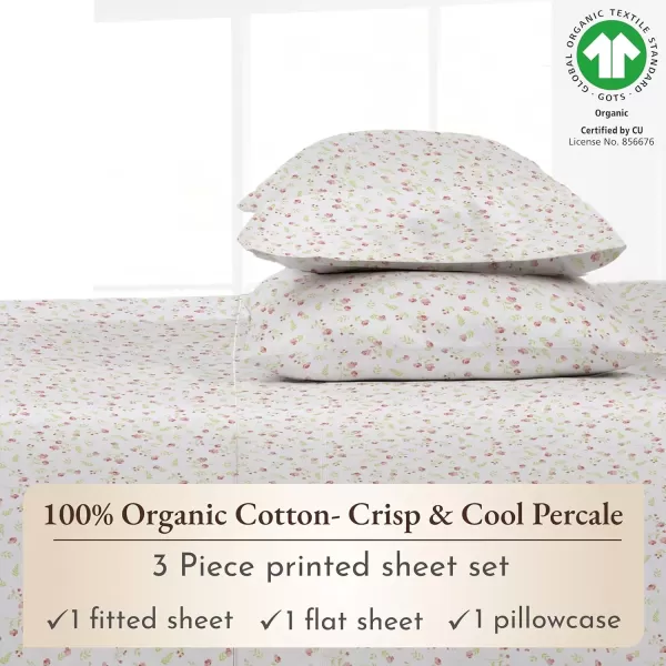imageCalifornia Design Den 100 Organic Cotton Sheets for Queen Size Bed Deep Pockets Percale Sheets Queen GOTS Certified Soft Cooling Sheets Bed Sheets Queen Sheet Set White Sheets09  Floral Print
