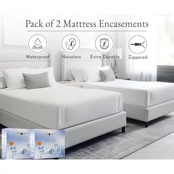 imageCalifornia Design Den 100 Waterproof Zippered Mattress Encasement  Twin Mattress Cover  6 Sided Protection  Premium Quality Breathable and Durable Twin Box Spring Cover WhiteQueen