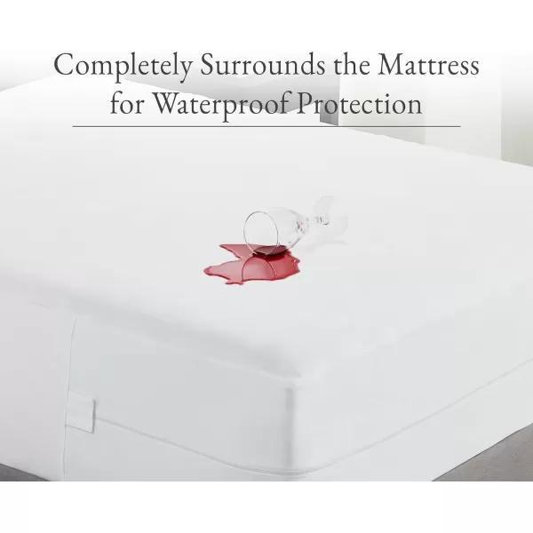 imageCalifornia Design Den 100 Waterproof Zippered Mattress Encasement  Twin Mattress Cover  6 Sided Protection  Premium Quality Breathable and Durable Twin Box Spring Cover WhiteQueen