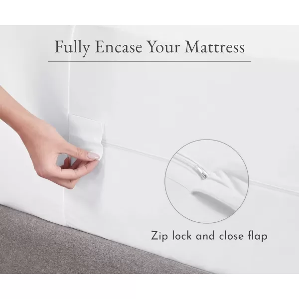 imageCalifornia Design Den 100 Waterproof Zippered Mattress Encasement  Twin Mattress Cover  6 Sided Protection  Premium Quality Breathable and Durable Twin Box Spring Cover WhiteQueen