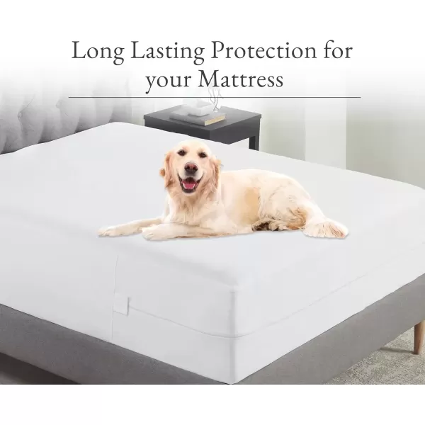 imageCalifornia Design Den 100 Waterproof Zippered Mattress Encasement  Twin Mattress Cover  6 Sided Protection  Premium Quality Breathable and Durable Twin Box Spring Cover WhiteQueen