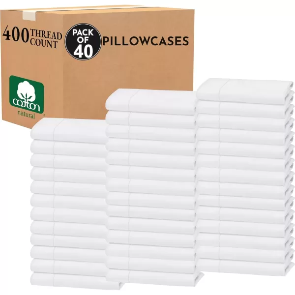 imageCalifornia Design Den Bulk Pack of 40 Piece StandardQueen Size Pillowcases  400 Thread Count 100 Cotton Sateen White01  White