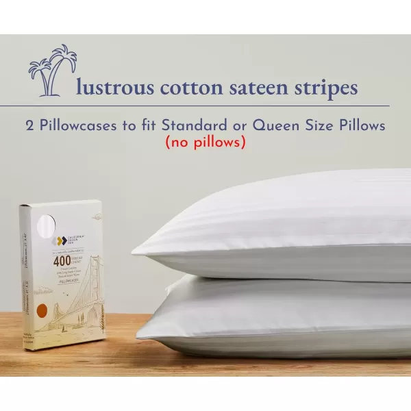 imageCalifornia Design Den Bulk Pack of 40 Piece StandardQueen Size Pillowcases  400 Thread Count 100 Cotton Sateen White02  Striped White