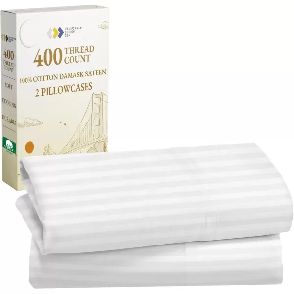 imageCalifornia Design Den Bulk Pack of 40 Piece StandardQueen Size Pillowcases  400 Thread Count 100 Cotton Sateen White02  Striped White