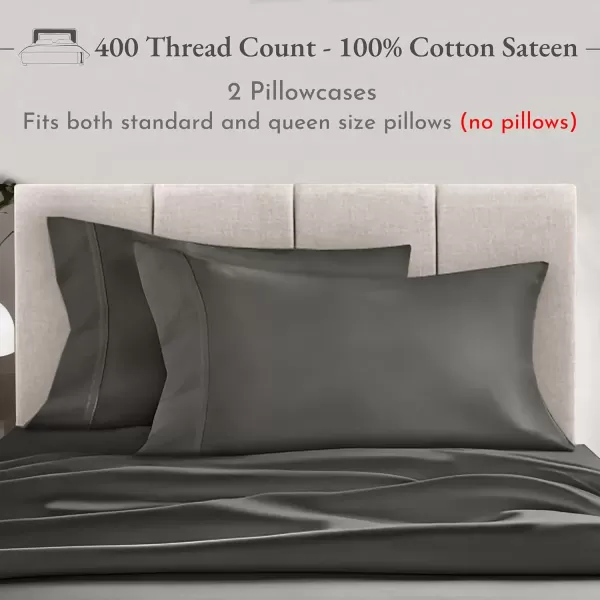imageCalifornia Design Den Bulk Pack of 40 Piece StandardQueen Size Pillowcases  400 Thread Count 100 Cotton Sateen White05  Grey