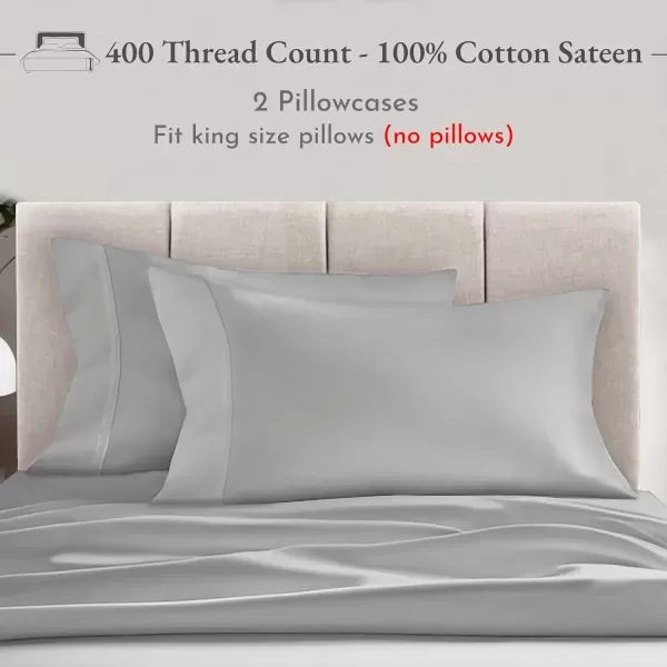 imageCalifornia Design Den Bulk Pack of 40 Piece StandardQueen Size Pillowcases  400 Thread Count 100 Cotton Sateen White06  Grey Light