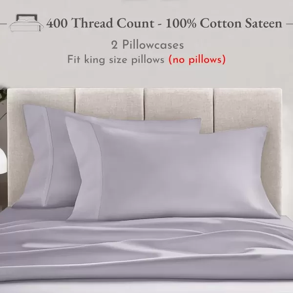 imageCalifornia Design Den Bulk Pack of 40 Piece StandardQueen Size Pillowcases  400 Thread Count 100 Cotton Sateen White07  Gray Lavender