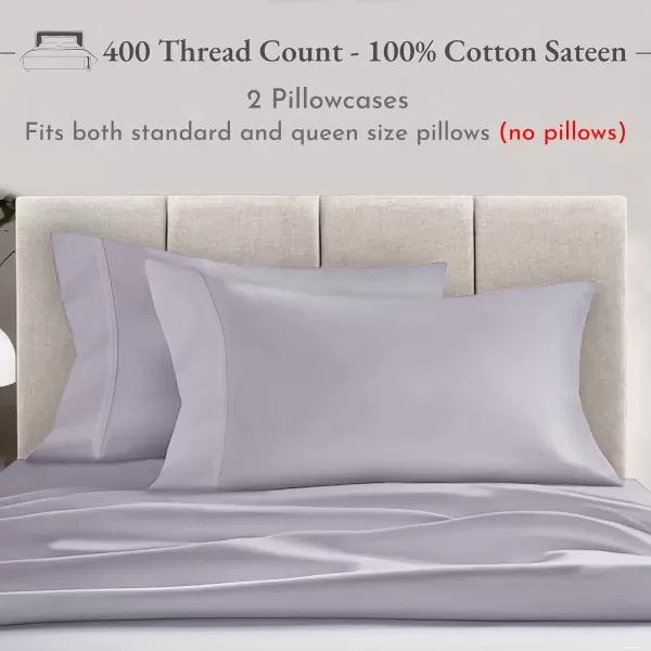 imageCalifornia Design Den Bulk Pack of 40 Piece StandardQueen Size Pillowcases  400 Thread Count 100 Cotton Sateen White07  Gray Lavender