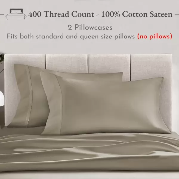 imageCalifornia Design Den Bulk Pack of 40 Piece StandardQueen Size Pillowcases  400 Thread Count 100 Cotton Sateen White08  Taupe