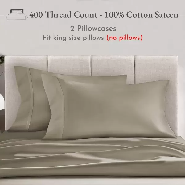 imageCalifornia Design Den Bulk Pack of 40 Piece StandardQueen Size Pillowcases  400 Thread Count 100 Cotton Sateen White08  Taupe