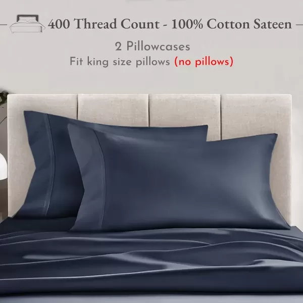 imageCalifornia Design Den Bulk Pack of 40 Piece StandardQueen Size Pillowcases  400 Thread Count 100 Cotton Sateen White09  Indigo Dusty Blue