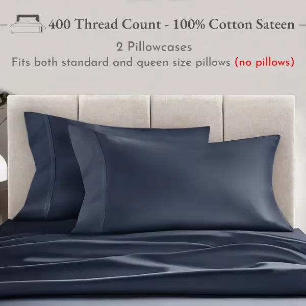 imageCalifornia Design Den Bulk Pack of 40 Piece StandardQueen Size Pillowcases  400 Thread Count 100 Cotton Sateen White09  Indigo Dusty Blue