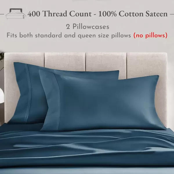 imageCalifornia Design Den Bulk Pack of 40 Piece StandardQueen Size Pillowcases  400 Thread Count 100 Cotton Sateen White10  Blue Peacock